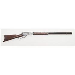 Winchester Model 1876 lever action rifle in .45-60  caliber showing 28” octagon barrel, full  magazi