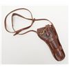 Image 1 : Double loop western-style holster for 7-1/2" inch  Colt with period suspension straps and  small  bu