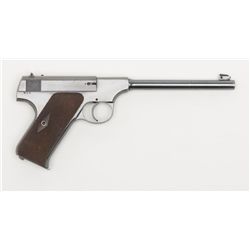 Colt pre-Woodsman semi-auto target pistol, .22LR  cal., 6-1/2” barrel, blue finish, checkered wood