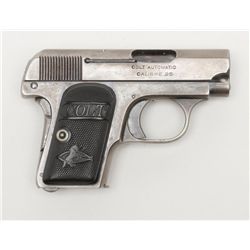 Colt Model 1908 semi-auto pistol, .25 cal., 2”  barrel, blue finish, checkered hard rubber grips,  #