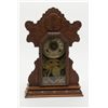 Image 1 : Pressed Oak Mantle clock with desirable Civil War  patriotic motifs of flags, spread eagle, cannons,