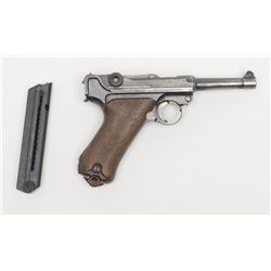 German DWM Luger semi-auto pistol, .30 cal., 4”  barrel, blue finish, checkered wood grips, #7227i