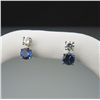 Image 1 : Exquisite ‘Fine’ Ceylon Color Blue Sapphire and  Diamond Earrings with 2 round cut Blue Sapphires  w