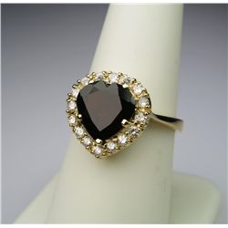 Beautiful Heart shaped Rhodolite Garnet and  Diamond Ring with approx. 5.00 carat garnet and 16  rou