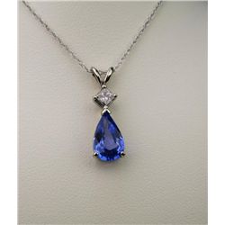 Fabulous Pear shaped Tanzanite and Diamond Pendant  with 1.42 carat Tanzanite with VS clarity  accen