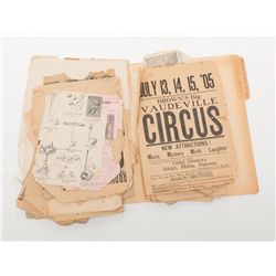 Papers and Documents concerning Circus and  Sideshows, purportedly property of “The Boy  Wonder”, T.