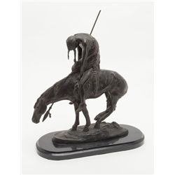 Bronze casting signed “Frazier” of his famous  subject, “End of the Trail”; former Robert  Petersen