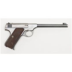 Colt Woodsman semi-auto target pistol, .22LR cal.,  6-1/2” barrel, blue finish, checkered wood grips