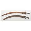 Image 1 : Lot of 2 mid-eastern swords with scabbards  including a curved blade type, approx. 35” overall  with