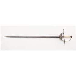 Early Spanish sword (no scabbard) in overall fair  to good condition showing a dark patina with  sca