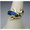 Image 2 : Vibrant Opal Dolphin Ring with 2 beautiful inlayed  Opals with vibrant colors in rich blues and  bri