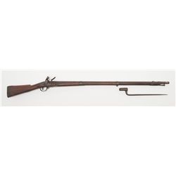 French flintlock musket, .69 cal., 42” barrel,  brown finish, full stock, flared iron ramrod,  socke