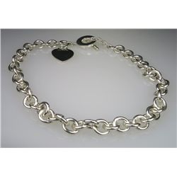 Genuine ‘TIFFANY & CO.’ Toggle Necklace with Heart  Shaped Tag made in Sterling Silver measures 15”