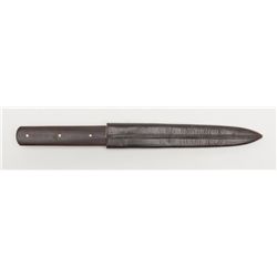 Spear point hunting knife and leather sheath,  knife marked “J. Rodgers & Sons, No. 6 Norfolk  St.,