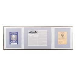 Jimmy Doolittle framed display with signature,  story and stationary showing names of pilots and  cr