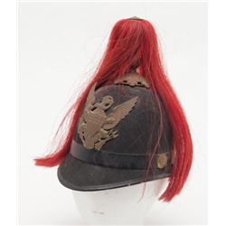 U.S. issue artillery helmet with red plume and  artillery but no straps or interior size 7 in good