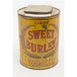 "Light Sweet Burley" tobacco advertising tin for a  general store. Good condition. Authentic antique