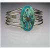 Image 2 : Sensational Contemporary Style Inlayed Turquoise  Bracelet made of 44 grams of Sterling Silver with