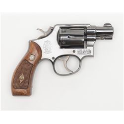 Smith & Wesson pre-Model 10 DA revolver, .38  Special cal., 2” barrel, blue finish, checkered  wood