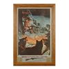 Image 1 : Framed two-sided color advertiser, some damage to  edges, older reproduction; approx. 32” x 22”  ove