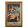 Image 1 : Framed two-sided color advertiser, some damage to  edges, older reproduction; approx. 32” x 22”  ove