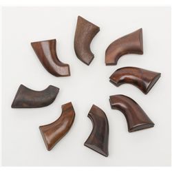 Lot of 8 pair of wood replacement grips, one piece  for single actions and Navy;  very good quality.