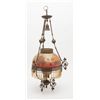 Image 1 : Authentic antique parlor type hanging lamp  converted from kerosene to old electricity with  fancy b