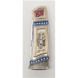 Franklin mint collector series commemorative  pocketknife showing Confederate scenes with  portrait