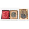 Image 1 : Lot consisting of a Daguerreotype in fireman theme  case, approx. 4” x 3-1/4” with lady image and an