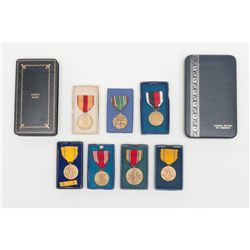 Lot of misc. U.S. medals including an American  Defense Service Medal with bar and pin in box; a  WW