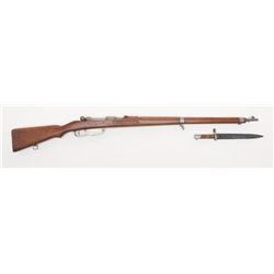 Hungarian Steyr M95 rifle, #204G, 8mm cal., 30  1/4  barrel, ladder adjustable sights with  hardwood