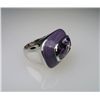 Image 1 : Vibrant Checkerboard cut Amethyst and Lavender  Enamel Ring in Sterling Silver.  Retail $200- $250.0