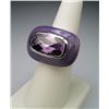 Image 2 : Vibrant Checkerboard cut Amethyst and Lavender  Enamel Ring in Sterling Silver.  Retail $200- $250.0