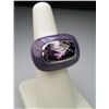 Image 3 : Vibrant Checkerboard cut Amethyst and Lavender  Enamel Ring in Sterling Silver.  Retail $200- $250.0