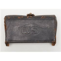 Leather US cartridge pouch marked “Watervilet  Arsenal” on back, in overall good condition.    Est.: