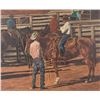 Image 2 : Framed print on canvas “Rodeo Talk” by Theresa  Totter, approx. 28” x 32-1/2”.  Est.:  $100-$200.