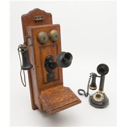 Antique American Electric Telephone Co. oak wall  phone in overall good condition; a great decorator