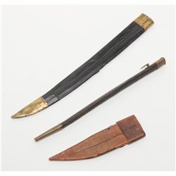 Lot of 3 scabbards; 1 for a French style Cutlass;  1 for a Mexican Bowie knife and 1 for an English