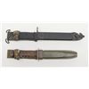 Image 1 : Lot of 2 military bladed weapons including a  KA-BAR knife, missing guard, with stacked leather  gri