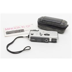 Minolta 16 QT camera with owner’s manual and soft  case.   Est.:  $25-$50.