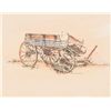 Image 4 : Lot of 2 framed pieces of art including a  watercolor of an old wagon signed Acevedo, approx.  13-1/