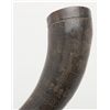 Image 5 : Early American signal horn nicely carved with dog,  and powder horn; both 19th century.   Est.:  $20