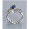 Image 1 : Modern designer ring set with Marquis sapphire of  ¾ CT to 1 CT in 14K white gold signed mount; very