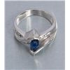 Image 3 : Modern designer ring set with Marquis sapphire of  ¾ CT to 1 CT in 14K white gold signed mount; very