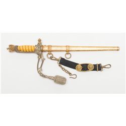 Beautiful High Grade nazi Naval Officer’s Dress  dagger with pebble grain scabbard, hanger and  swor