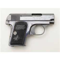 Colt Model 1908 semi-auto pistol, .25 cal., 2”  barrel, high polish blue finish, checkered hard  rub