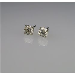Dazzling Pair of Round Diamond Stud Earrings  weighing approx. 1.00 carat total with H-I colors  and