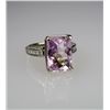 Image 1 : Beautiful and Sophisticated Pink Kunzite and  Diamond Ring with 7.30 carat rectangular Kunzite  with