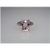 Image 2 : Beautiful and Sophisticated Pink Kunzite and  Diamond Ring with 7.30 carat rectangular Kunzite  with