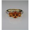Image 3 : Irresistible Triple Orange Sapphire and Diamond  Ring with 3 oval Sapphires weighing approx. 2.00  c